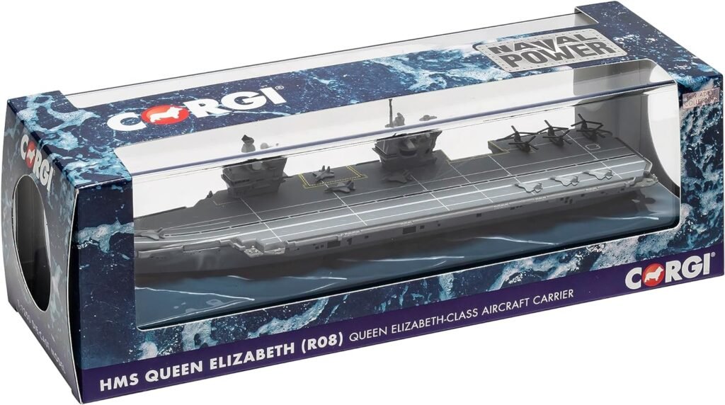 Corgi Diecast HMS Queen Elizabeth (R08) Queen Elizabeth-Class Aircraft Carrier 1:1250 Royal Navy Warship Military Display Model CC75000, Grey