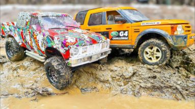 Toyota HiLux 4x4 vs Land Rover vs NIVA vs Jeep - RC Cars Mudding, Winches, Action, Crash