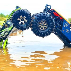Racing RC Cars Through Puddles and MUD - WlToys 10428, Axial Wraith, Gmade