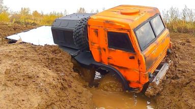 BEST Russian Cars KAMAZ 8x8 and GAZ 4x4 in MUD OFF Road