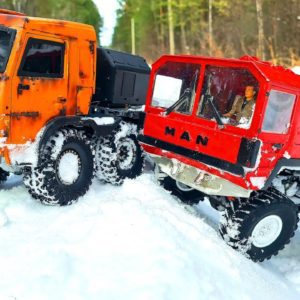 RC Trucks KAMAZ 8x8 and MAN KAT1 6x6 Make their WAY in the SNOW