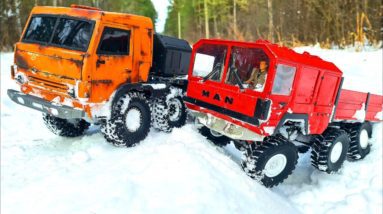RC Trucks KAMAZ 8x8 and MAN KAT1 6x6 Make their WAY in the SNOW