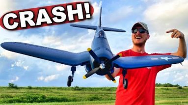 You Won't Believe This Crash on Brand New E-Flite Corsair RC Warbird Plane!!!