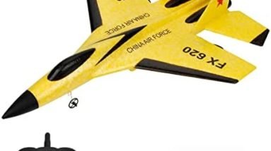 Epipgale SU-35 RC Plane, 2CH Remote Control Airplane, Hobby RC Glider, Ready & Easy to Fly for Beginners, RC Aircraft Jet with Luminous Strip(Yellow)