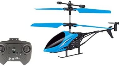 Skidz RC Helicopter for Kids, Remote Control Helicopter; with Gyro Stabilizer, Lights 2 Channel Aircraft 3D Flight, Boys Ages 8-14 Years Girls 9-16, Indoor and Outdoor for Plane Fans Adults (Blue)