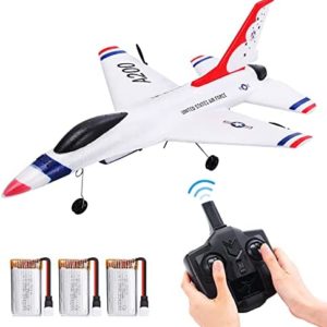 EagleStone RC Airplane 2.4GHz 2 Channel Remote Control Plane with Gyro and 3 Batteries (45 Mins), Easy to Fly F-16 Model for Adults, Beginners and Advanced Kids