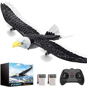 DEERC RC Plane, Remote Control Eagle Plane, RTF Airplane, 2.4GHZ 2CH Flying Bird with 2 Batteries & Propeller 6-axis Gyro Stabilizer, Easy to Fly for Beginners Adults Kids Boys