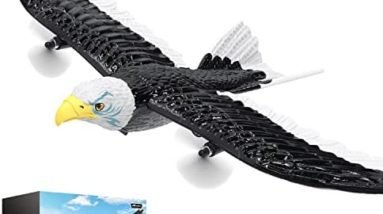 DEERC RC Plane, Remote Control Eagle Plane, RTF Airplane, 2.4GHZ 2CH Flying Bird with 2 Batteries & Propeller 6-axis Gyro Stabilizer, Easy to Fly for Beginners Adults Kids Boys