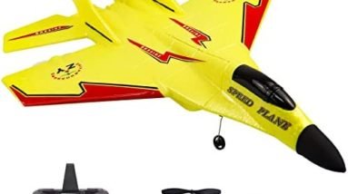 Rc Airplanes, Remote Control Airplanes Glider 2.4 GHZ, 2 Channels RC Plane, Easy to Fly Yellow Remote Control Fighter , Epp Foam Rc Aircraft with Automatic Balance Gyro for Beginner Adult Kids.