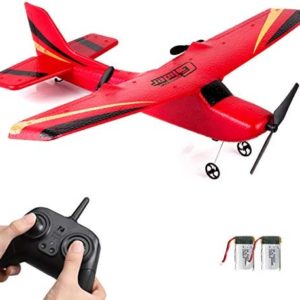 HAWK'S Work 2 CH RC Airplane, RC Plane Ready to Fly, 2.4GHz Remote Control Airplane, Easy to Fly RC Glider for Kids & Beginners (Red)