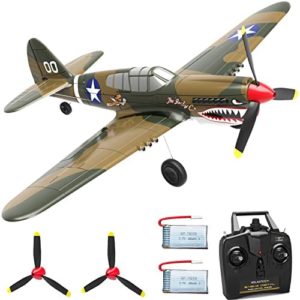FLYCOLOR Volantexrc P40 Fighter RC Airplane 2.4Ghz 4CH Remote Control Aircraft Ready to Fly 761-13 Radio Controlled Plane for Beginners with Xpilot Stabilization System RTF