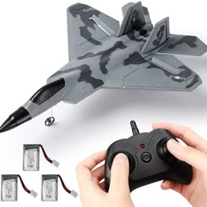 SIynhoo RC Plane -F22 Raptor Model Toy Airplane Glider, 2 Channels 2.4 GHz Remote Control Airplane Easy to Fly RC Jet ,Kids & Beginners F22 Easy to Fly Toy for Fighter Model Glider