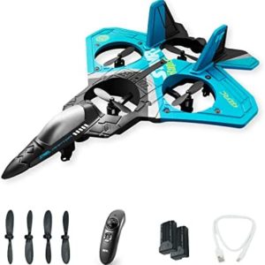 TIKHOSEN Rc Plane for Kids Drones for Age 8-12 Remote Control Foam Airplane for Kids Ages 8-12 Fighter Jet Toy Airplane with Function Gravity Sensing Stunt Roll Cool Light Styrofoam Plane (B)