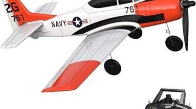VOLANTEXRC Remote Control Plane 2.4Ghz 4CH with Aileron T28 Trojan Parkflyer RC Aircraft Plane Ready to Fly with Xpilot Stabilization System, One-Key Aerobatic Perfect for Beginner (761-9 RTF)