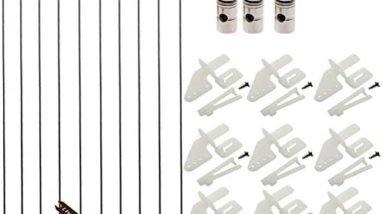 Ltvystore 10Pcs Adjustable Pushrod Connector Linkage Stopper 1.3mm & 10Pcs Nylon Control Horns 21x10 mm & 10Pcs 1.2 x 210mm Z Push Rods Parts Compatible for RC Airplane Plane Boat Replacement