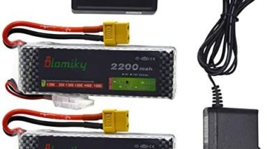 Blomiky 2 Pack XT60 Plug 11.1V 3S 2200mAh Lipo Battery and 1 Charger for RC Evader BX Car RC Truck RC Truggy RC Airplane UAV Drone FPV 11.1V 2200mAh XT60 2
