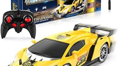 Growsland Remote Control Car, RC Cars Xmas Gifts for Kids 1/18 Electric Sport Racing Hobby Toy Car Yellow Model Vehicle with Lights and Controller Kids Toys Gifts for 4 5 6 7 8-12 Year Old Boys Girls