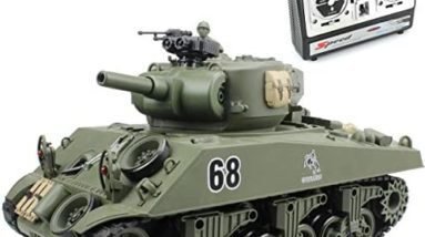 fisca Remote Control Tank, 2.4Ghz 15 Channel 1/20 Sherman M4A3 Main Battle RC Tank That Shoot Airsoft for Kids Age 10 11 12 - 16 Year Old