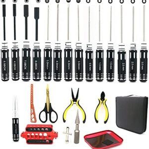 23 in 1 RC Tool Kit Screwdriver Set Pliers Hex Sleeve Socket Repair Tools for RC Helicopter Quadcopter Drone Airplane, Accessories Compatible with Slash Screw Kit