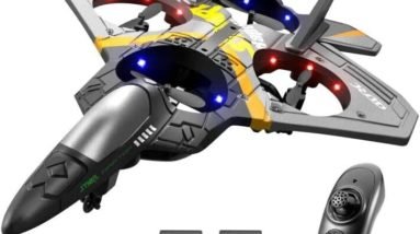 4DRC V17 Remote Control Plane 2.4Ghz Foam RC Airplanes Helicopter Quadcopter for Adults Kids,Spinning Drone,Gravity Sensing,Stunt Roll,Cool Light,2 Battery,Gifts for Kids Boys,