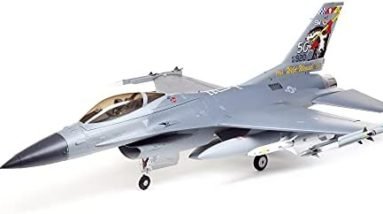 E-flite RC Airplane F-16 Falcon 80mm EDF Jet Smart BNF Basic Transmitter Battery and Charger Not Included with Safe Select EFL87850