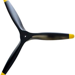 XOAR PJWWII-R3 10x7 RC Warbird Airplane Propeller. 10 Inch 3 Blade WWII Black Wood Prop with Yellow Tips for Gasoline RC Planes