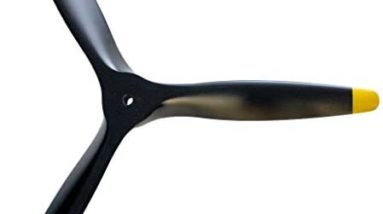 XOAR PJWWII-R3 10x7 RC Warbird Airplane Propeller. 10 Inch 3 Blade WWII Black Wood Prop with Yellow Tips for Gasoline RC Planes