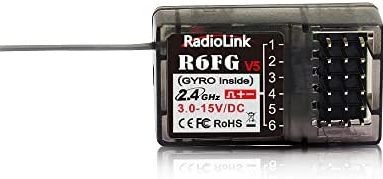 Radiolink R6FG 6 Channels 2.4GHz RC Receiver with Gyro, Surface Long Range Control RX for Vehicle Drifting/Crawler/Truck/Boat Works with Radio Controller RC4GS V3/RC6GS V3/RC4GS V2/RC6GS V2/T8FB/T8S