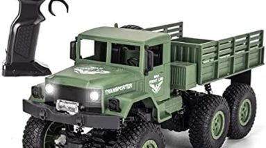 XINGRUI 50 Minutes Playing Time RC Military Truck, JJRC Q69 Off-Road Remote Control Car 2.4Ghz 4WD 1:18 Scale Toy Vehicle for Kids Children Boy Gift
