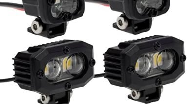 DKKY RC Crawler Lights LED Headlight & Bumper Light with Control for 1/10 RC Crawler Axial SCX10 90046 TRX4, TRX6 Wraith RR10 MST Redcat Gen8, 5050 Square Rc Spotlight 4Pcs Black