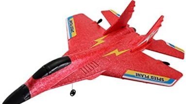 RC Fixed Wing Fighter Anti Collision Outdoor Flying Toys Remote Control Plane RC for Ages 12 Kids , Red