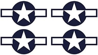Set of 4 Remote Control (RC3) Blue White Stars and Bar 5 1/2" RC Airplane Sticker Decal