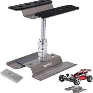 Hobbypark RC Car Stand Work Station with Weight Repair Workstation Aluminum Alloy 360 Degree Rotation Lift Or Lower for 1/12 1/10 1/8 Scale (Titanium)