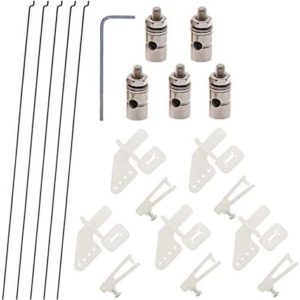 5 Sets Nylon Control Horns + Steel PushRods 1.2 x 180mm+ Pushrod Connector Linkage Stopper 1.8mm Parts for RC Airplane Model Aircraft