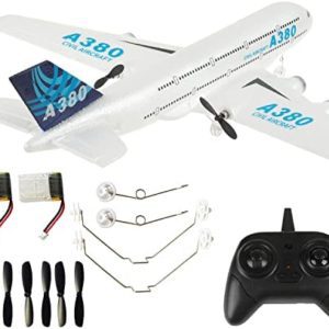 PLRB TOYS RC Plane Remote Control Airplane RC Plane,2.4Ghz DIY 2 Channels Radio Control Airplane Built in 6-Axis Gyro, A380 RC Aircraft EPP Foam Glider for Beginner (Two Batteries)