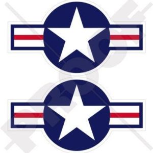 UNITED STATES Armed Forces Aircraft Roundels USAF USMC US Navy 3.7" (95mm) Vinyl Stickers, Decals x2