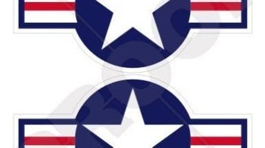 UNITED STATES Armed Forces Aircraft Roundels USAF USMC US Navy 3.7" (95mm) Vinyl Stickers, Decals x2