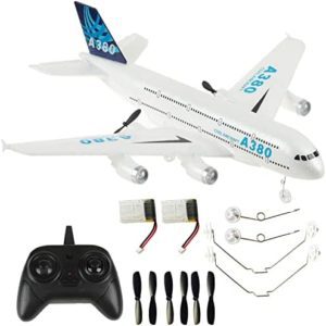 OTTCCTOY RC Plane Remote Control Airplane 2.4Ghz DIY 2 Channels Remote Control Airplane Built in 6-Axis Gyro, A380 RC Aircraft for Kids EPP Foam Glider for Beginner