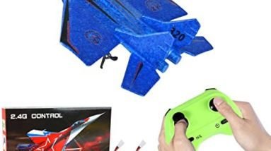 GEVINST Remote Control Plane, Foam RC Jet 2.4GHz 2 Channel Remote Control Airplane with LED Light, Easy to Fly RC Plane for Kids Beginners (Blue)