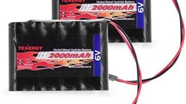 Tenergy 2 Pack NiMH Receiver RX Battery with Hitec Connectors 6V 2000mAh High Capacity Rechargeable Battery Pack for RC Airplanes/RC Aircrafts and More