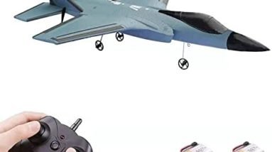 RC Plane, 2.4Ghz 2 Channel Remote Control Airplane Ready to Fly,RC Aircraft Built in 6-Axis Gyro,Easy Fly RC Plane for Kids Boys Beginner(Two Batteries)