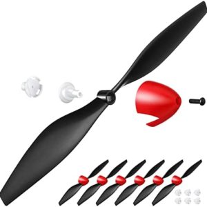 Spare RC Plane Propellers RC Airplane Carbon Fiber Nose Cone Compatible with Tr-p51 Rc Plane 4 Channel Remote Control Airplane with Propeller Savers and Adapters(6 Sets)