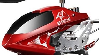 Remote Control Helicopter, S107H-E Aircraft with Altitude Hold, One Key take Off/Landing, 3.5 Channel, Gyro Stabilizer and High &Low Speed, LED Light for Indoor to Fly for Kids and Beginners(Red)