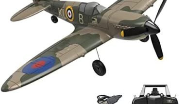 2 Batteries Remote Control Airplane Fighter RC Plane 2.4G 4CH Spitfire War Bird RC Airplane 6Axis Gyro Aerobatic RTF (RC-761124-2)