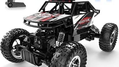 DEERC DE45 RC Cars Remote Control Car 1:14 Off Road Monster Truck,Metal Shell 4WD Dual Motors LED Headlight Rock Crawler,2.4Ghz All Terrain Hobby Truck with 2 Batteries for 90 Min Play,Boy Adult Gifts