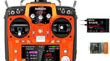Radiolink AT10II 12 Channels RC Transmitter and Receiver R12DS 2.4GHz Radio Remote Controller, Voltage Telemetry for RC Airplane, FPV Racing Drone, Quad, Helicopter, Car and Boat (Mode 2 Left Hand Throttle)