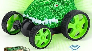 LELETAM Dinosaur Rc Cars Toys for Kids 3-5, Remote Control Stunt Car 360° Rolling with LED Light, Rechargeable Dino Toys RC Car Vehicles for Toddlers Boys Girls Age 4-7 Gifts (Tyrannosaurus Rex)