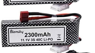 Blomiky 2 Pack 11.1V 3S 2200mAh 24.42Wh Li-Polymer Rechargeable Battery with Deans T Plug and Charger Cable for RC Truck Airplane Drone 11.1V 2200mAh T