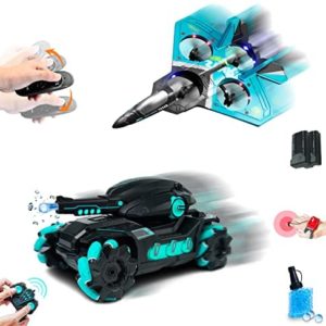 Remote Control Toy Gifts Remote Control Rc Tank That Shoot BBS Airsoft Battle Car & Rc Plane for Kids Fighter Jet Toy Airplane with Function Gravity Sensing Stunt Roll Cool Light Styrofoam Plane
