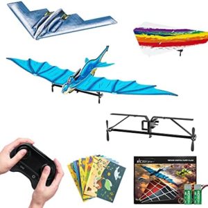 Remote Control Paper Airplane, 2.4GHz RC Plane Easy to Fly, Detachable Motor RC Airplane Kit with 2 DIY Planes & 10 Paper Planes, RC Glider Aircraft Toy Gift for Hobbyist Adults Kids, with 2 Batteries
